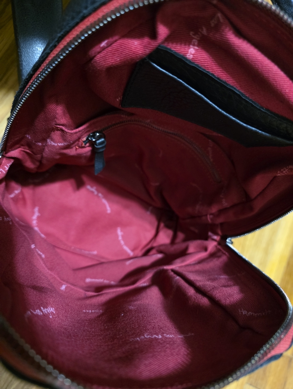 Hammitt Black Leather Backpack with Red Accent Zipper - Picture 7 of 7